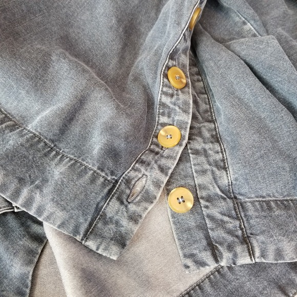 Soft Surroundings Dress Women Small Blue Denim Look 3/4 Sleeve Minimal Casual - Picture 7 of 12